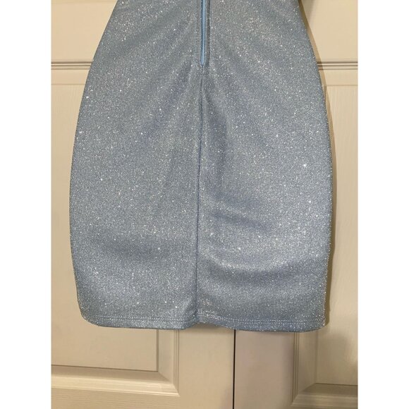 Sparkling Silver Glitter Mini Dress With Spaghetti Straps - Picture 9 of 9